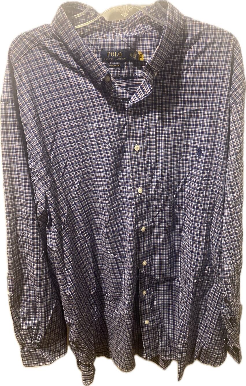 Polo Ralph Lauren Performance Shirt Men’s 3XB Classic Fit Plaid Button Down Big
